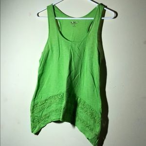 Asymmetrical green tank top